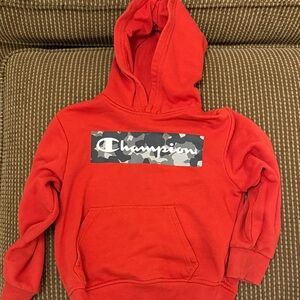 5 for $10 Champion Red Hoodie with Camo Logo kids size 6/7